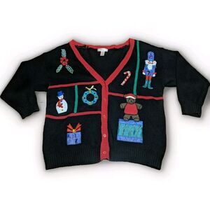 WOMAN'S 22/24 VENEZIA Christmas‎ Cardigan Sweater, EMBELLISHED & EMBROIDERED